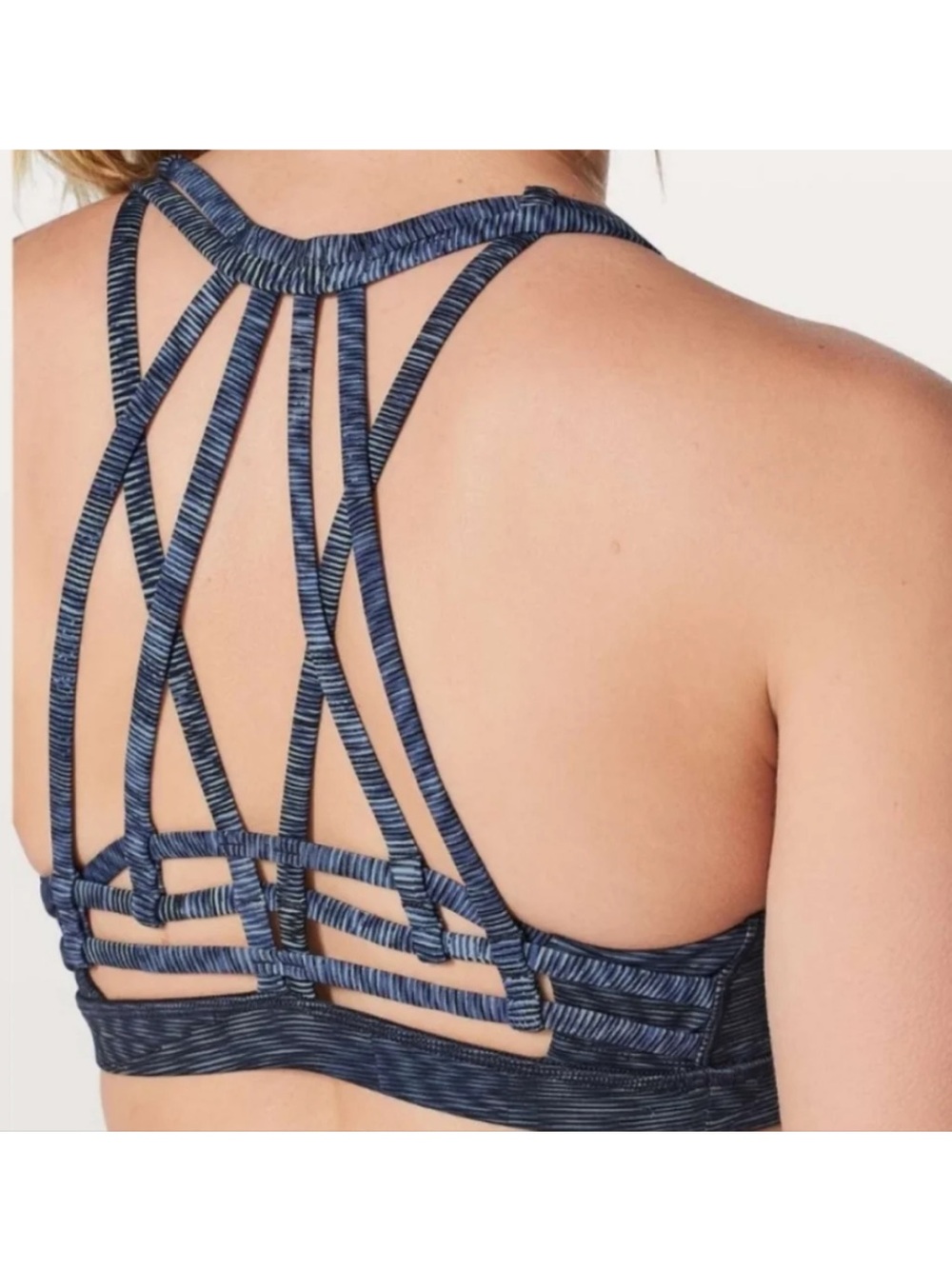 Lululemon Slide With Me Bra in Navy Grey Pattern